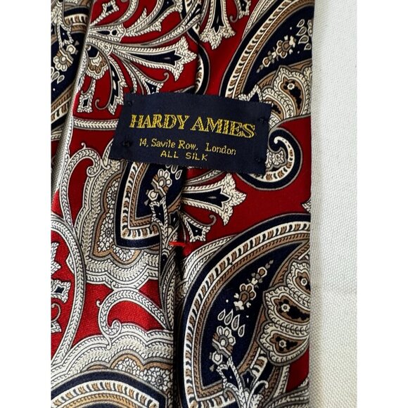 Hardy Amies Mens Tie Set Of 3 Red Navy Paisley Silk Heritage Old Money Preppy - Picture 7 of 14
